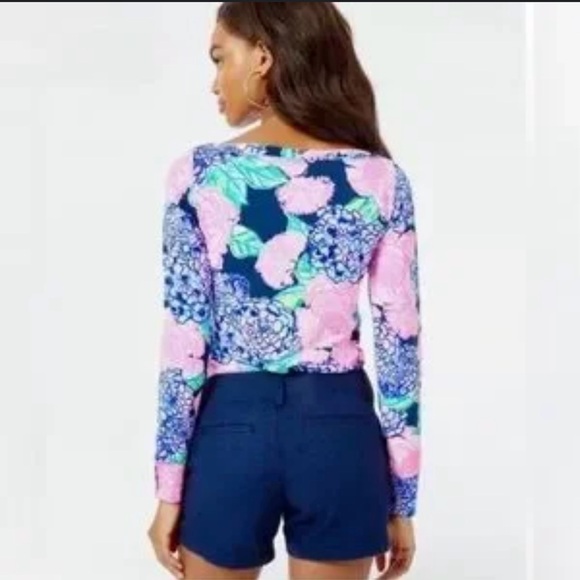 Lily Pulitzer Aleah High Tide Navy Pink Tee Medium.  B112 - Picture 3 of 10